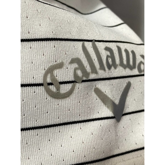 Callaway Opti-Dri Mens S Shirt Short Sleeve White Striped Athletic Polo Golf - Picture 7 of 9